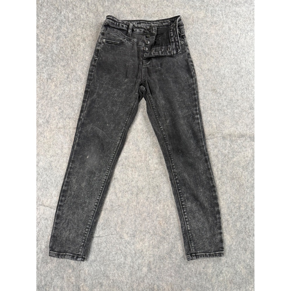 Vanilla Star Jeans Women 28/7 Black Acid Wash Denim High Rise Skinny Button Fly
